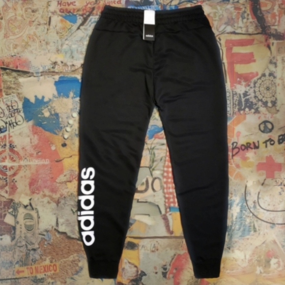 Adidas Kids Black Joggers with White Logo - Picture 6 of 12